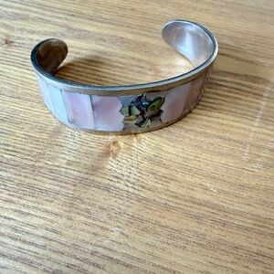 Shell Inlaid Silver Cuff Bracelet